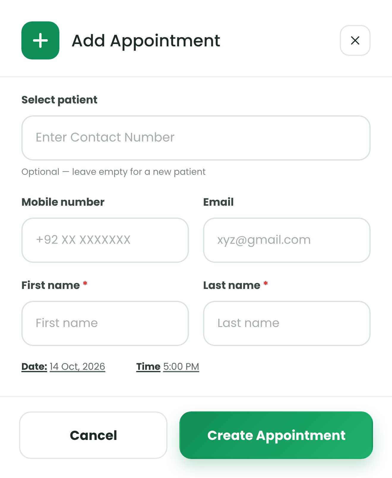 Add appointment dialog