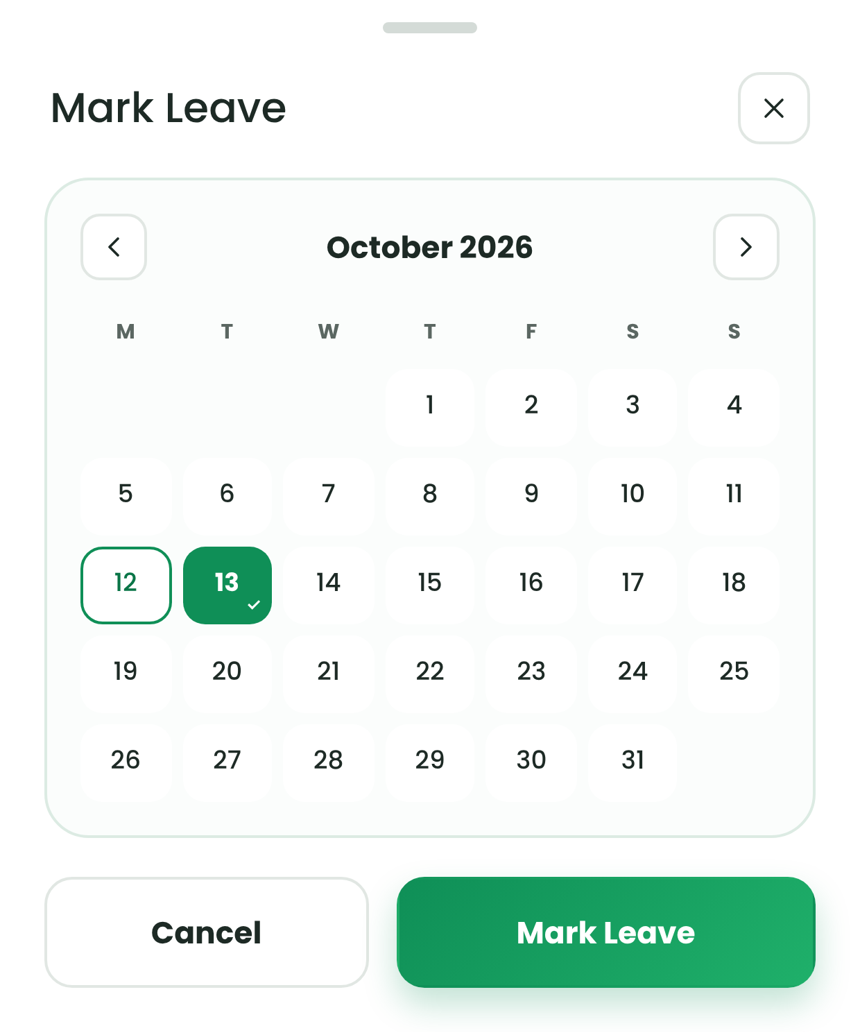 Mark leave calendar